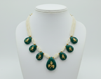 Handcrafted Green Onyx & Diamond Polki Necklace with Seed Pearl Strands – Royal Kundan Jewelry for Women