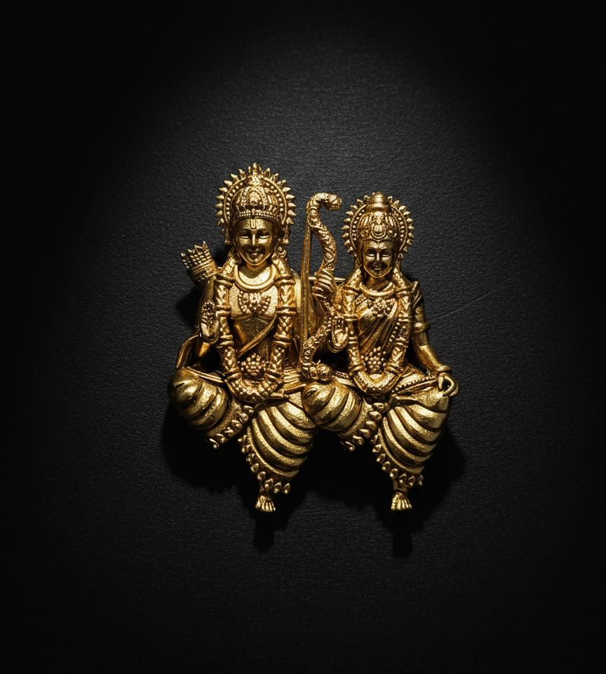 Ram Sita Antique Gold Finish Pendant – Elegant Devotional Jewellery