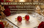 Classic Gold Plated Brass Oval Ruby Red Stone Formal Shirt Cufflinks