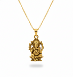 Shree Ganesh Ji Gold Plated Pendant for Men & Women | Antique Finish Ganpati Bappa Locket | Spiritual & Religious Jewellery | Lucky Blessing Pendant for Daily Wear & Gift