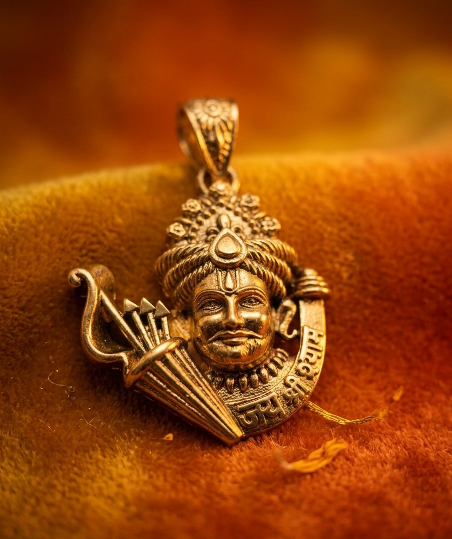 Khatu Shyam Ji Divine Gold Plated Pendant for Men & Women | Religious Temple Jewelry Pendant | Antique Finish Spiritual Locket