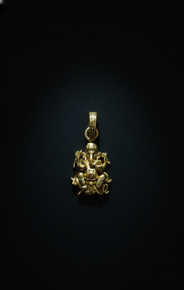 Elegant Gold Plated Lord Ganesha Pendant | Ganpati Bappa Divine Jewellery for Good Luck & Prosperity