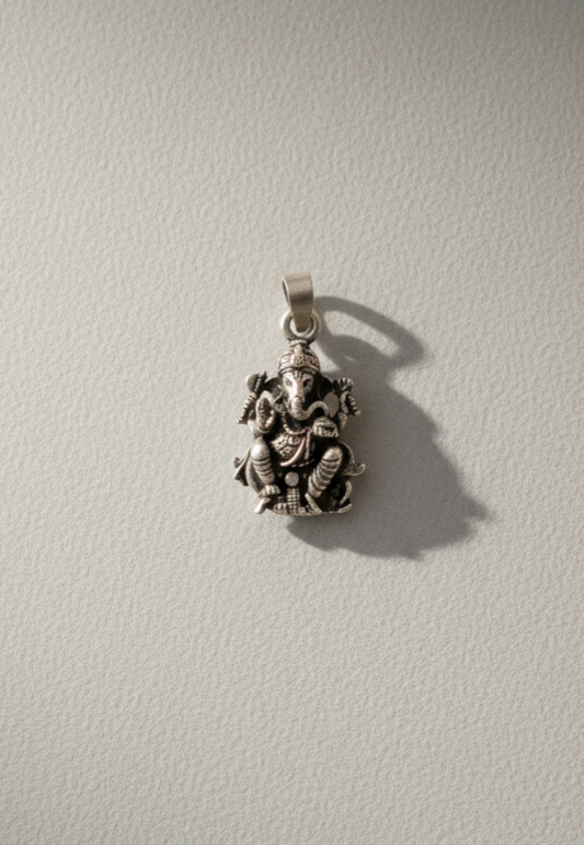 Premium Oxidised Silver Lord Ganesha Pendant | Ganpati Bappa Spiritual Jewellery for Protection & Prosperity