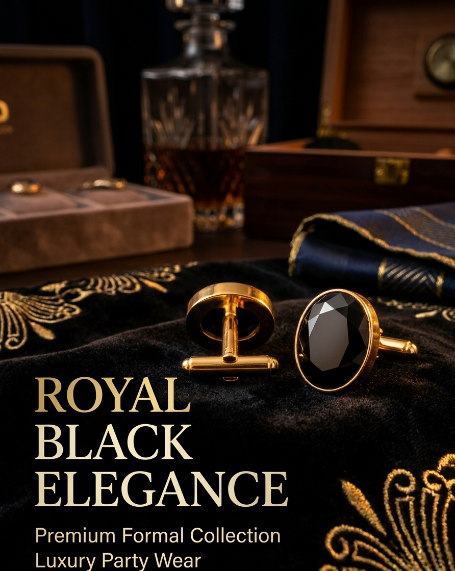 Luxury Black Stone Cufflinks for Men – Classic Formal Elegance