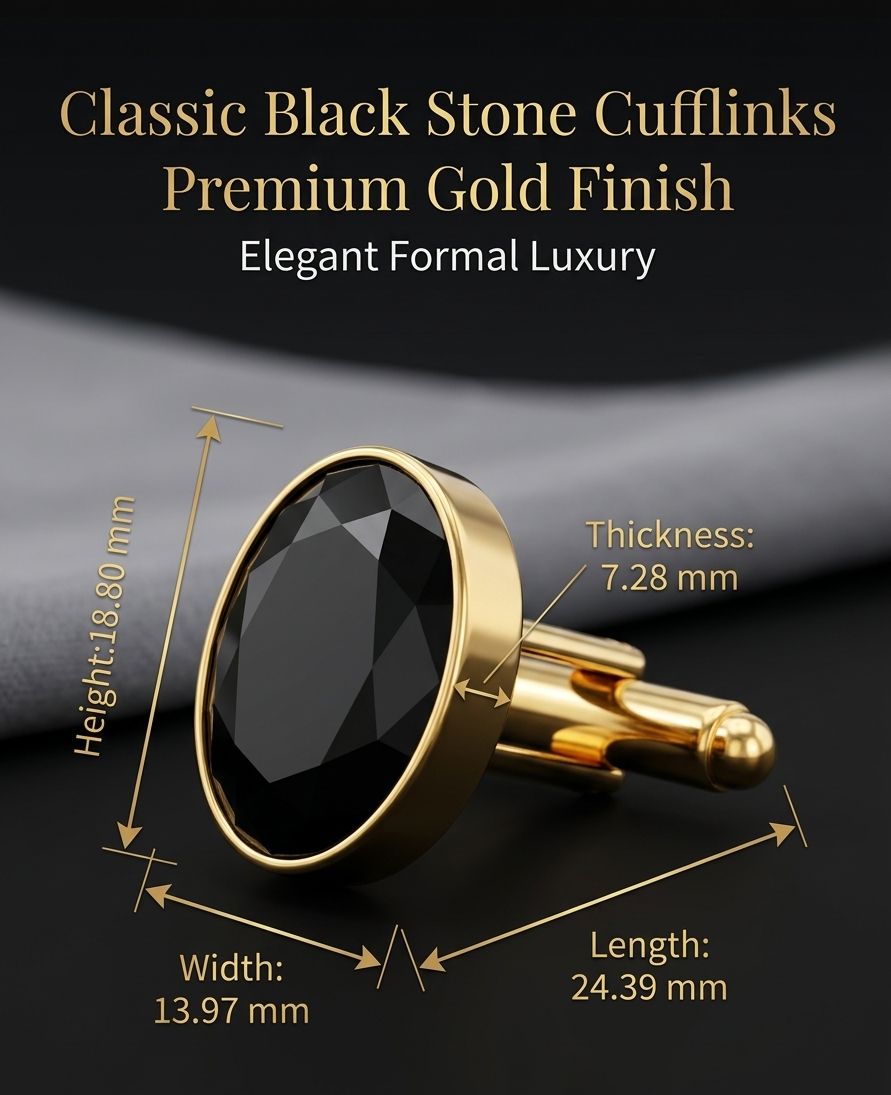Luxury Black Stone Cufflinks for Men – Classic Formal Elegance