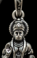 Divine Lord Hanuman Oxidized Silver Pendant | Spiritual Bajrangbali Locket for Strength & Protection