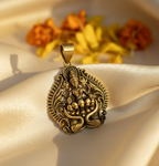 Premium Oxidized Gold Plated Goddess Lakshmi Pendant | Antique Craft