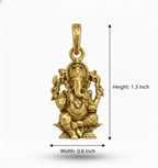 Shree Ganesh Ji Gold Plated Pendant for Men & Women | Antique Finish Ganpati Bappa Locket | Spiritual & Religious Jewellery | Lucky Blessing Pendant for Daily Wear & Gift