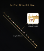 Multicolour Triangle Stone Gold Plated Brass  Bracelet