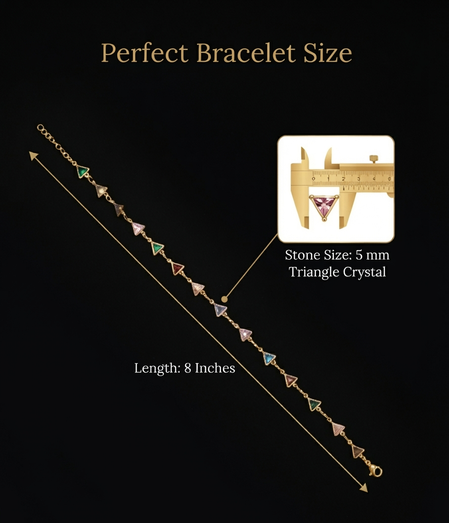 Multicolour Triangle Stone Gold Plated Brass  Bracelet