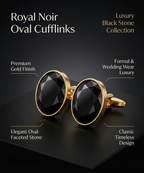 Luxury Black Stone Cufflinks for Men – Classic Formal Elegance
