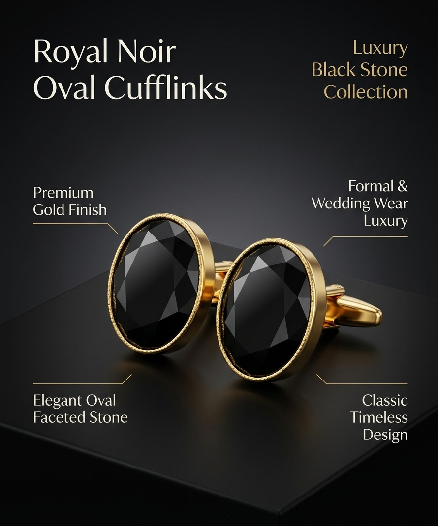 Luxury Black Stone Cufflinks for Men – Classic Formal Elegance