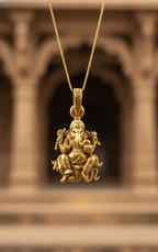 Elegant Gold Plated Lord Ganesha Pendant | Ganpati Bappa Divine Jewellery for Good Luck & Prosperity