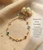 Gold Plated Brass Multicolour Square Crystal Bracelet | Adjustable Fashion Bracelet for Women & Girls