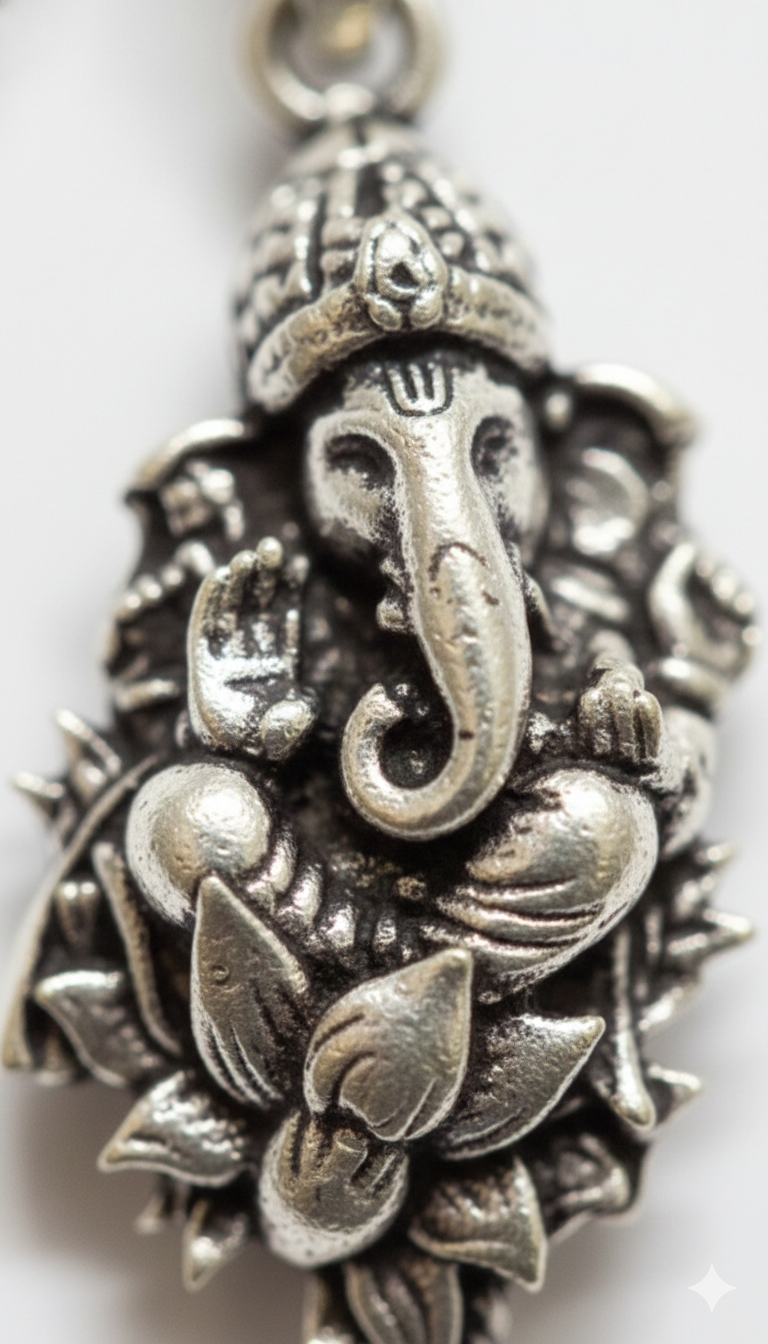 Oxidized Silver Lord Ganesha Pendant – Antique Finish Spiritual Charm