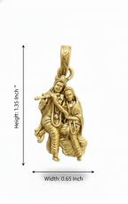 Gold Plated Radha Krishna Pendant – Traditional Flute Design Religious Jewellery