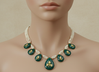 Handcrafted Green Onyx & Diamond Polki Necklace with Seed Pearl Strands – Royal Kundan Jewelry for Women