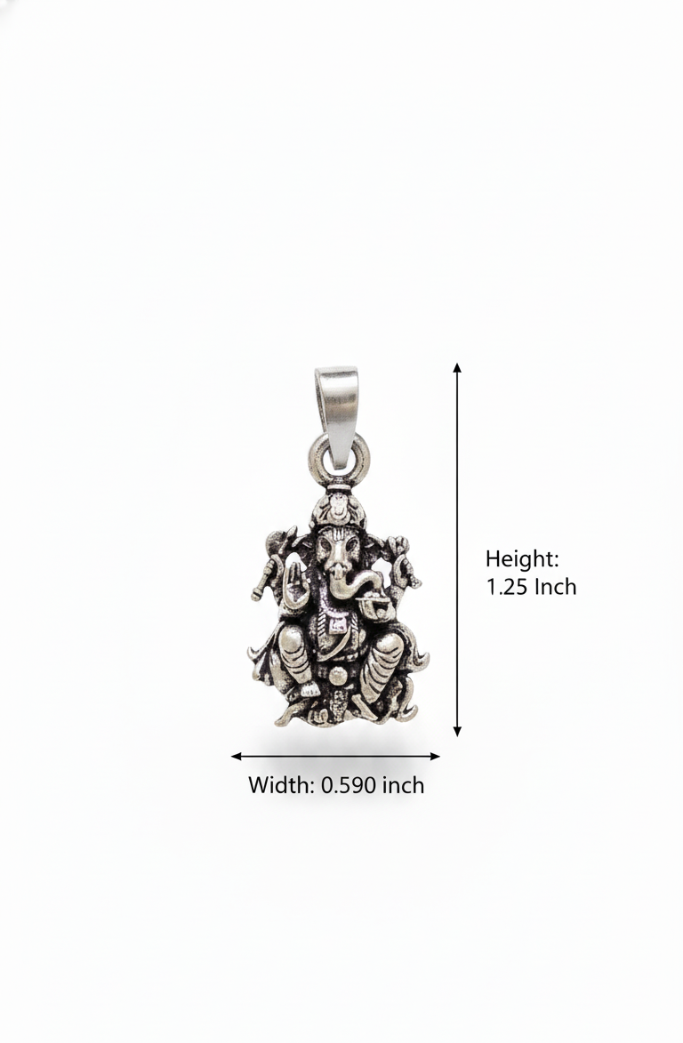 Premium Oxidised Silver Lord Ganesha Pendant | Ganpati Bappa Spiritual Jewellery for Protection & Prosperity