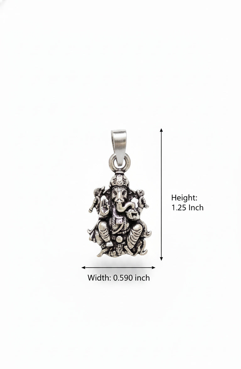 Oxidized Lord Ganesha Pendant | Antique Silver Finish Ganpati Necklace | Spiritual Hindu Jewelry for Daily & Festive Wear