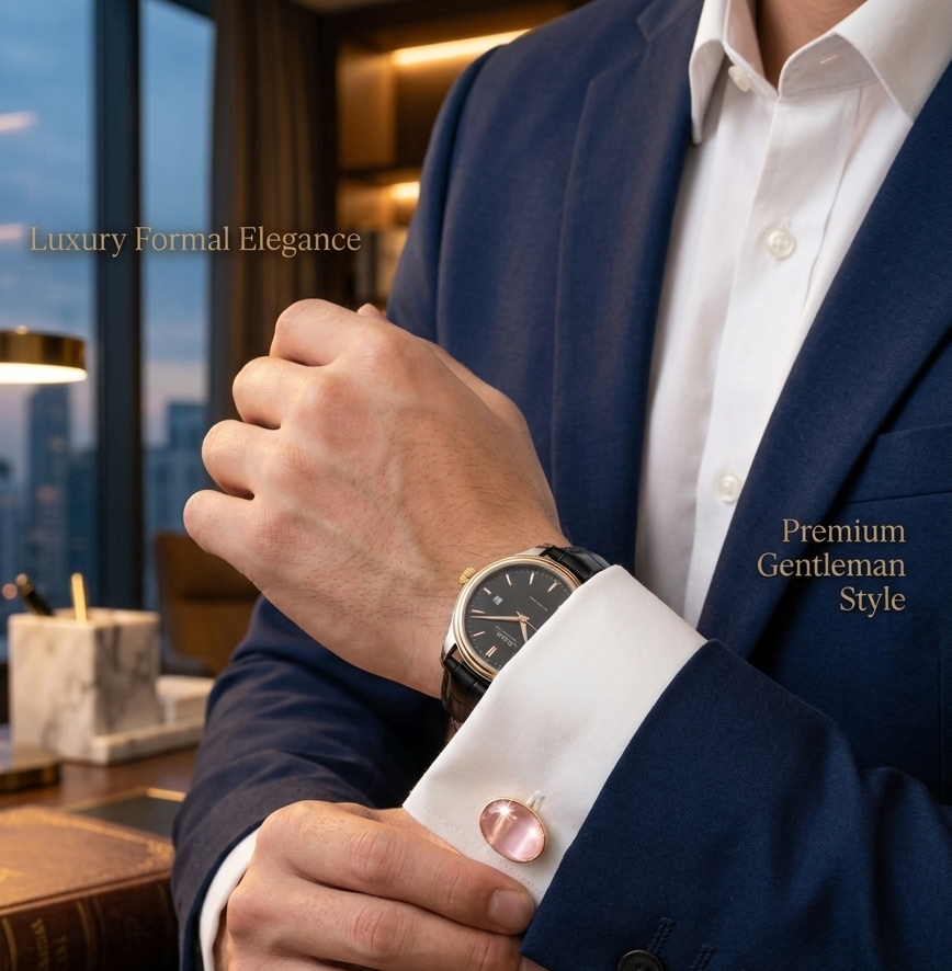 Royal Pink Crystal Formal Shirt Cufflinks for Men