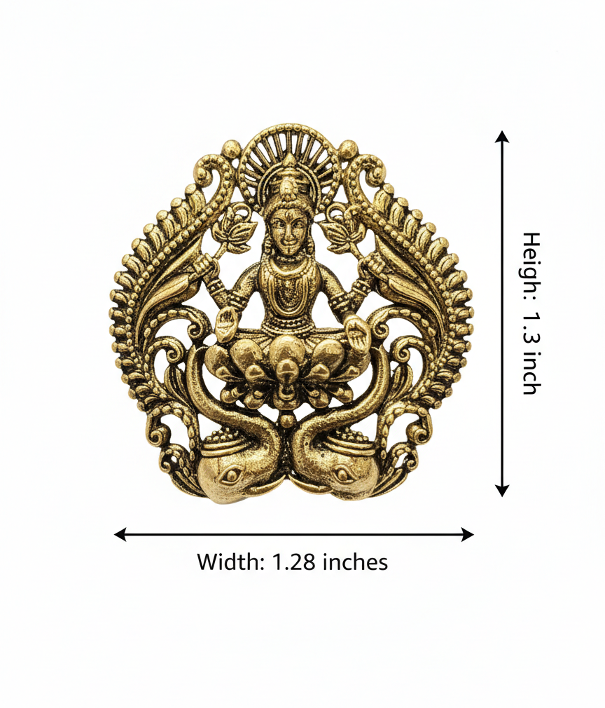 Divine Maa Lakshmi Oxidized Gold Plated Brass Brooch