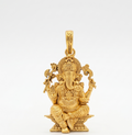Gold Plated Lord Ganesha Sitting Pendant | Antique Finish Ganpati Idol Necklace Charm | Spiritual Religious Jewelry for Men & Women