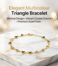 Multicolour Triangle Stone Gold Plated Brass  Bracelet