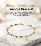 Multicolour Triangle Stone Gold Plated Brass  Bracelet