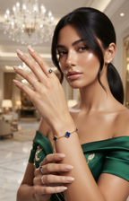 Gold Plated Brass Blue Clover Charm Bracelet for Women | Adjustable Fashion Bracelet | Elegant Everyday Jewellery