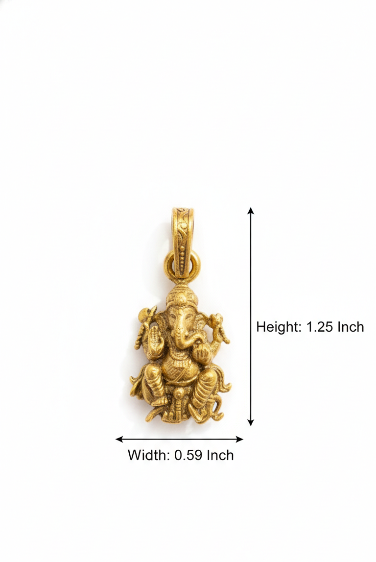 Elegant Gold Plated Lord Ganesha Pendant | Ganpati Bappa Divine Jewellery for Good Luck & Prosperity