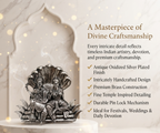 Antique Oxidized Silver Plated Brass Lakshmi Narayan Brooch for Men & Women | Religious Temple Brooch Pin for Saree, Sherwani, Blazer, Dupatta & Ethnic Wear | Spiritual Gift