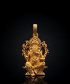Gold Plated Lord Ganesha Sitting Pendant | Antique Finish Ganpati Idol Necklace Charm | Spiritual Religious Jewelry for Men & Women