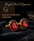 Luxe Man Ruby Red Oval Stone Cufflinks for Men | Luxury Formal Shirt Cuff Accessories