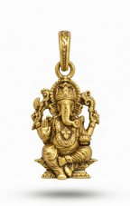 Shree Ganesh Ji Gold Plated Pendant for Men & Women | Antique Finish Ganpati Bappa Locket | Spiritual & Religious Jewellery | Lucky Blessing Pendant for Daily Wear & Gift