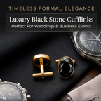 Luxury Black Stone Cufflinks for Men – Classic Formal Elegance