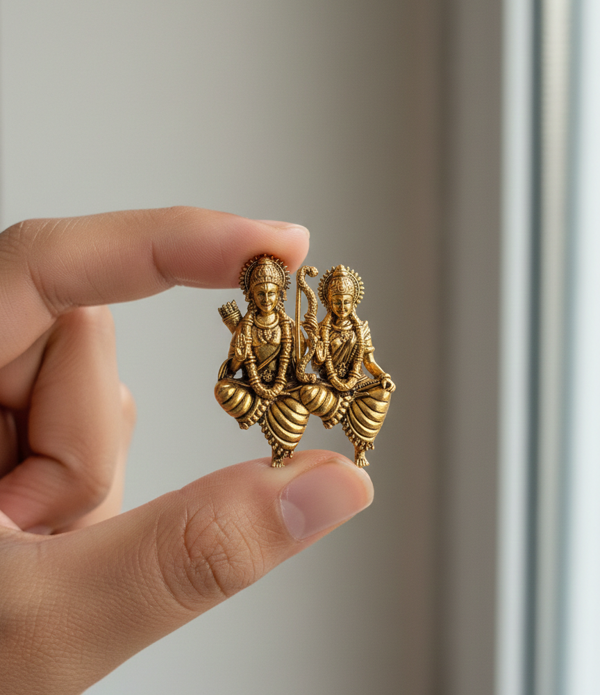 Ram Sita Antique Gold Finish Pendant – Elegant Devotional Jewellery