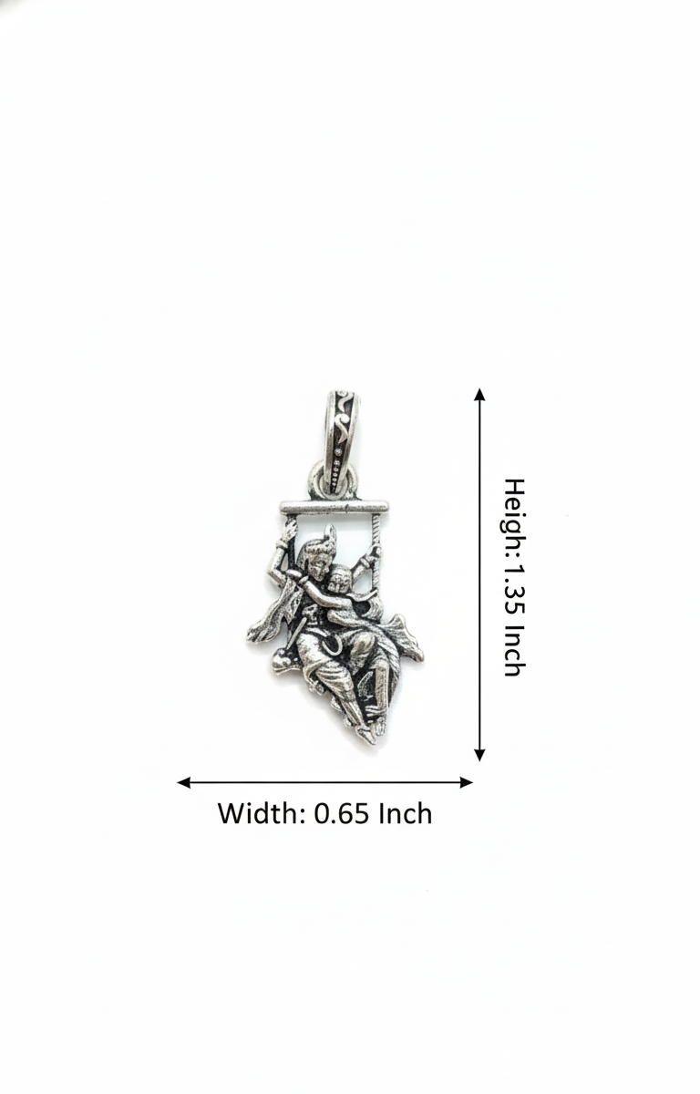 Silver Plated Radha Krishna Pendant | Divine Love Swing Design | Religious Spiritual Jewellery for Men & Women
