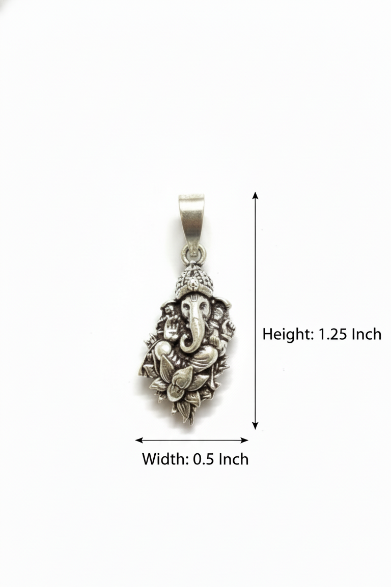 Oxidized Silver Lord Ganesha Pendant – Antique Finish Spiritual Charm