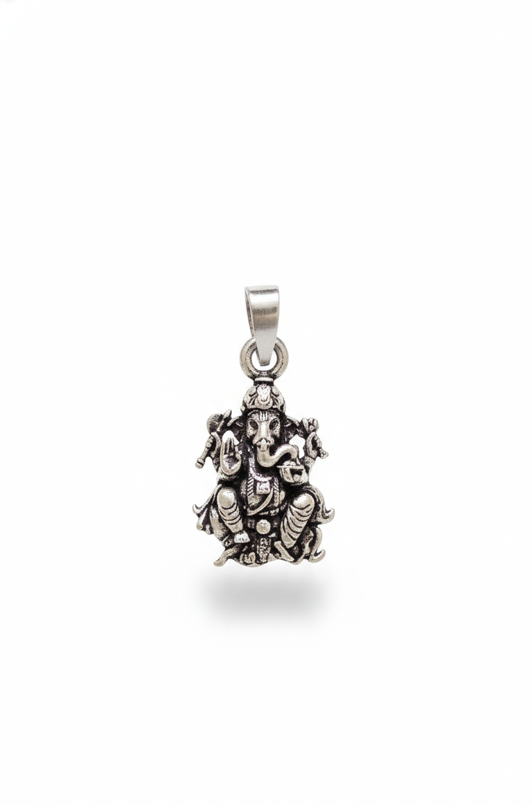Premium Oxidised Silver Lord Ganesha Pendant | Ganpati Bappa Spiritual Jewellery for Protection & Prosperity