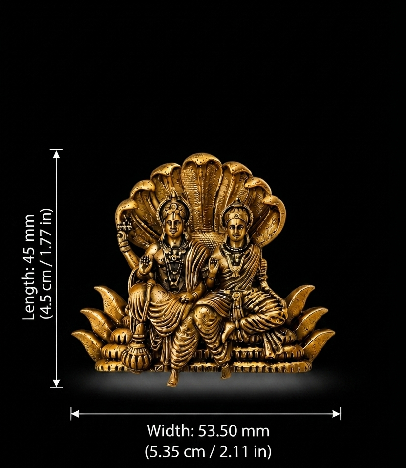 Gold Plated Brass Lakshmi Narayan Brooch for Saree, Blazer & Sherwani | Antique Temple Design | Handmade Traditional Religious Brooch Pin for Men & Women