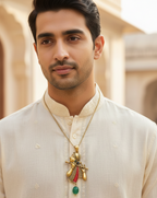 Krishna with Flute Antique Finish Gold Plated Pendant For Women And Mens