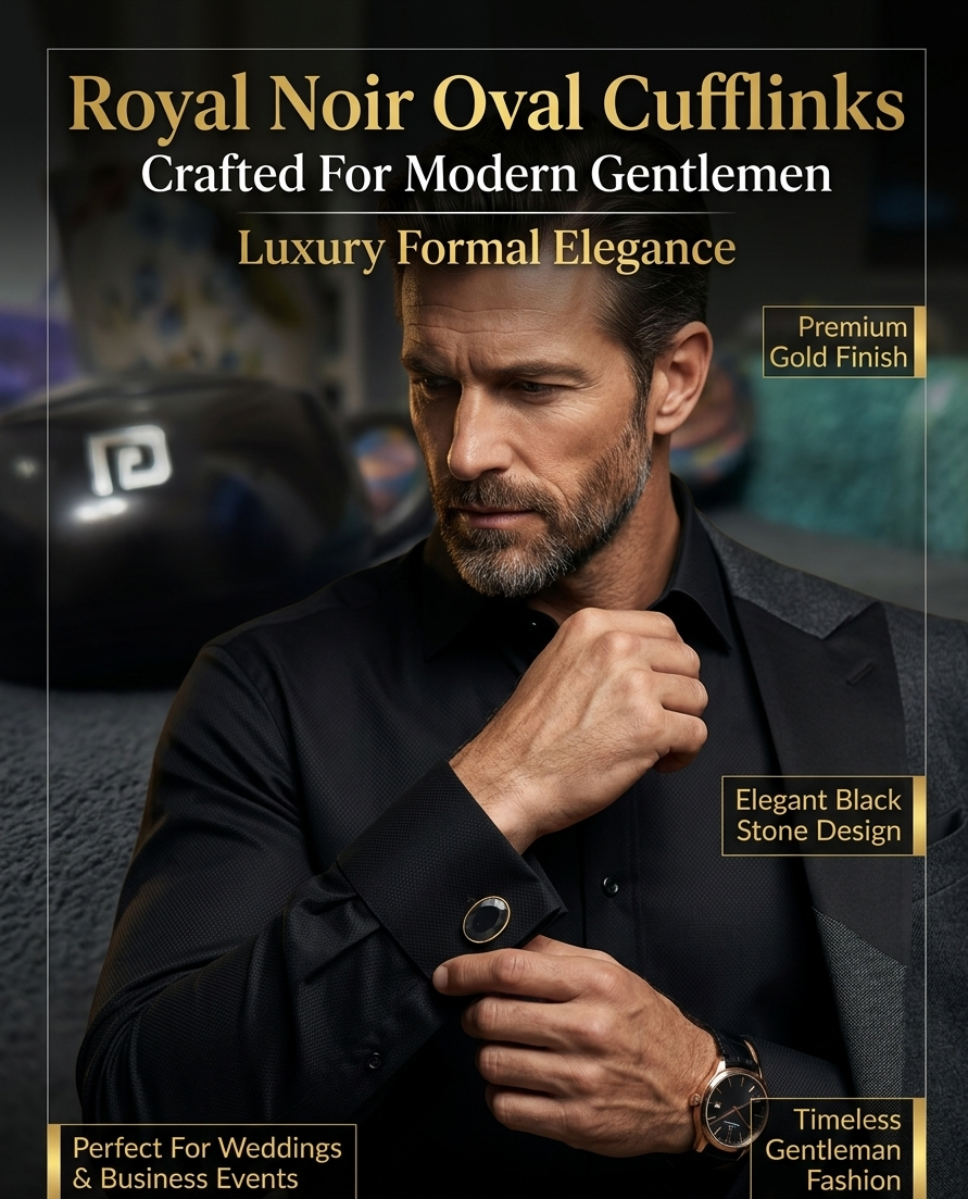 Luxury Black Stone Cufflinks for Men – Classic Formal Elegance