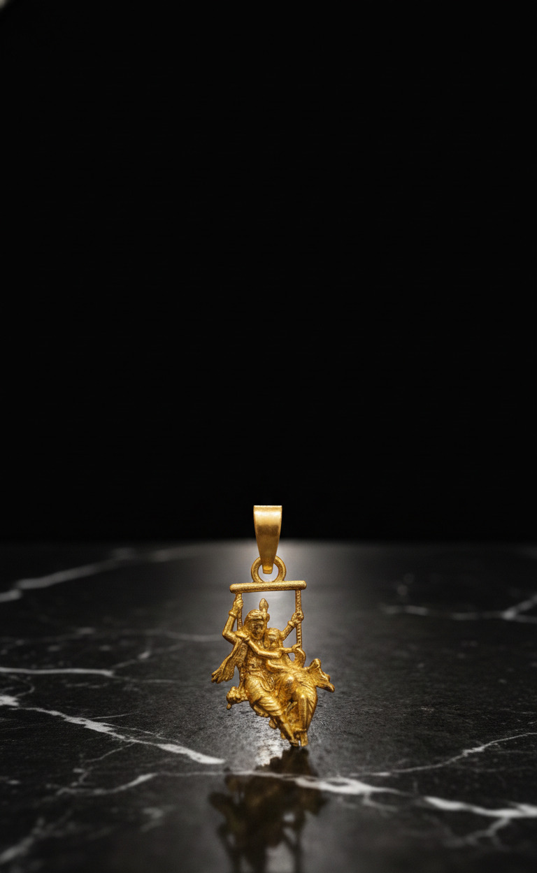 Divine Radha Krishna Swing Pendant | Gold Plated Jhula Design Locket | Romantic Spiritual Jewelry for Love & Devotion