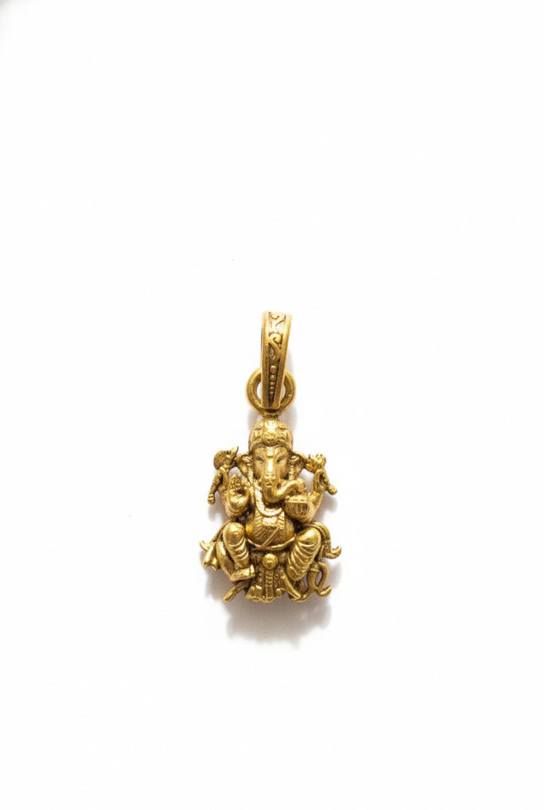 Gold Plated Lord Ganesha Pendant | Divine Ganpati Charm Necklace | Spiritual Hindu Jewelry for Daily & Festive Wear