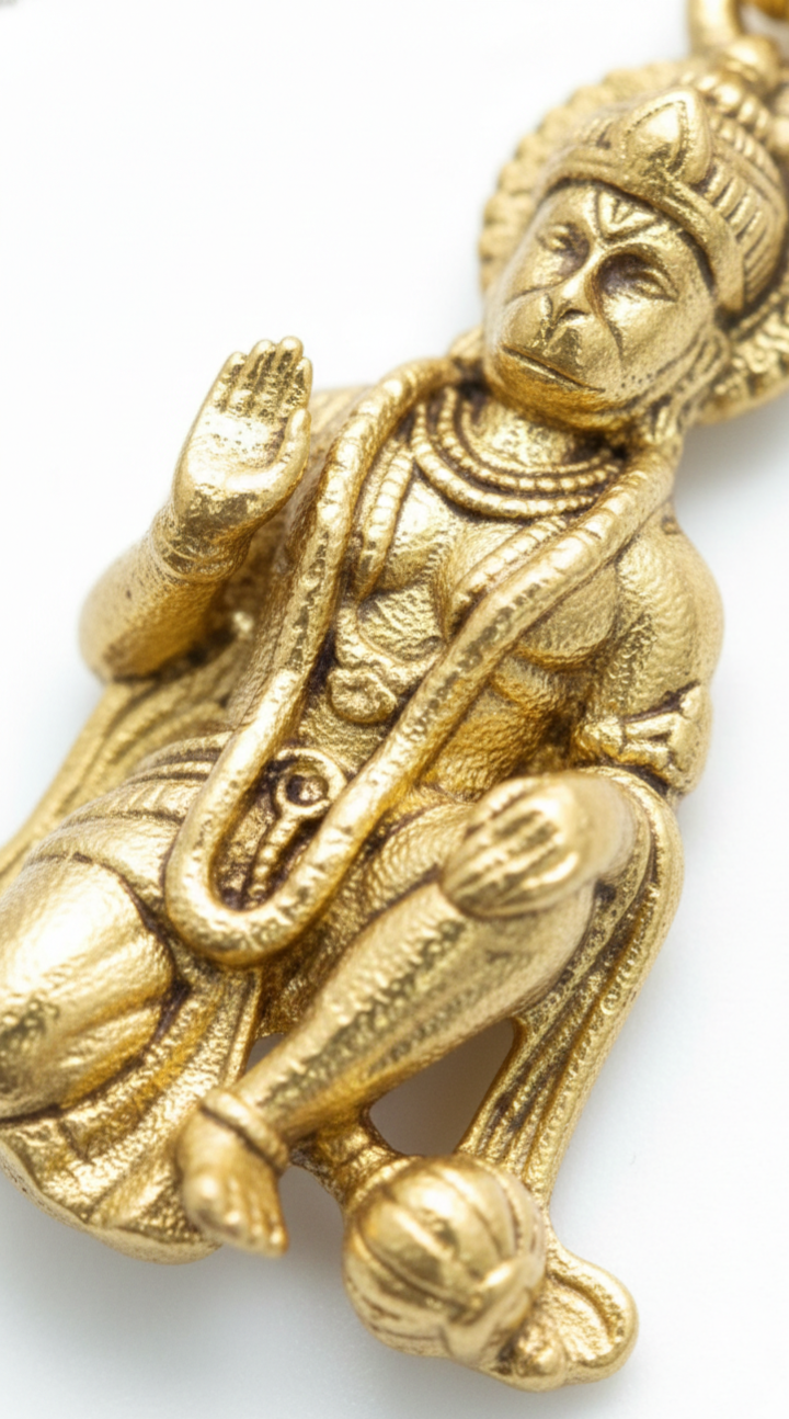 Gold Plated Lord Hanuman Sitting Pendant | Bajrang Bali Blessing Charm | Religious Spiritual Pendant for Men & Women
