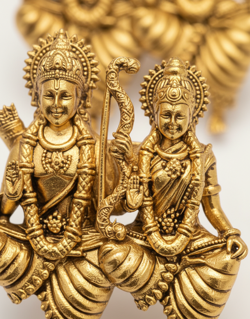 Ram Sita Antique Gold Finish Pendant – Elegant Devotional Jewellery