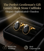 Luxury Black Stone Cufflinks for Men – Classic Formal Elegance
