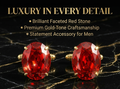Classic Gold Plated Brass Oval Ruby Red Stone Formal Shirt Cufflinks