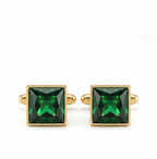 Black Square Cufflinks for Men – Gold Plated Brass Formal Cufflinks with Black Stone
