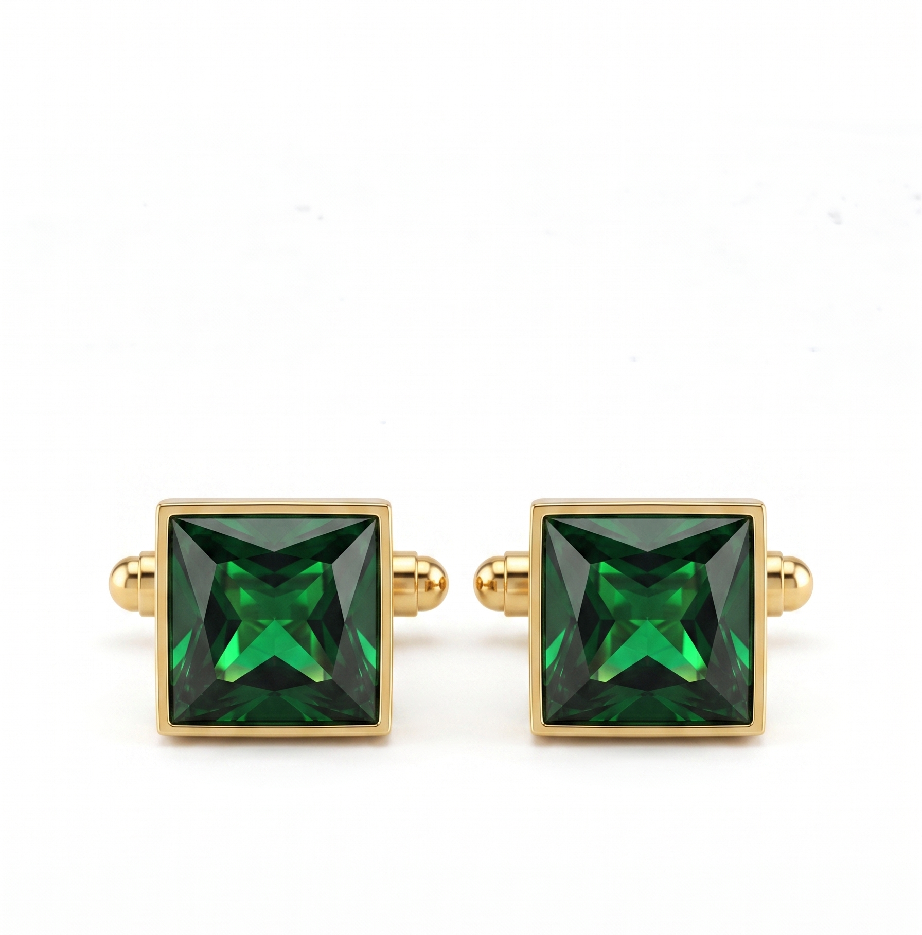 Black Square Cufflinks for Men – Gold Plated Brass Formal Cufflinks with Black Stone